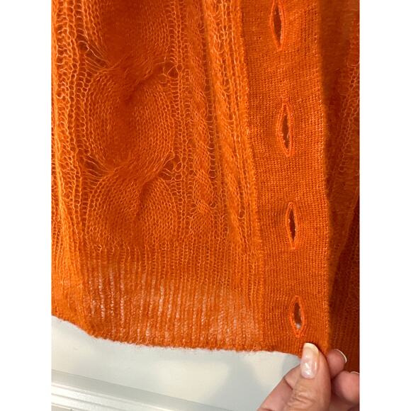 Free People NWT Moon Sky Alpaca Cardigan Sweater in Orange Zest Size Large - Picture 6 of 10